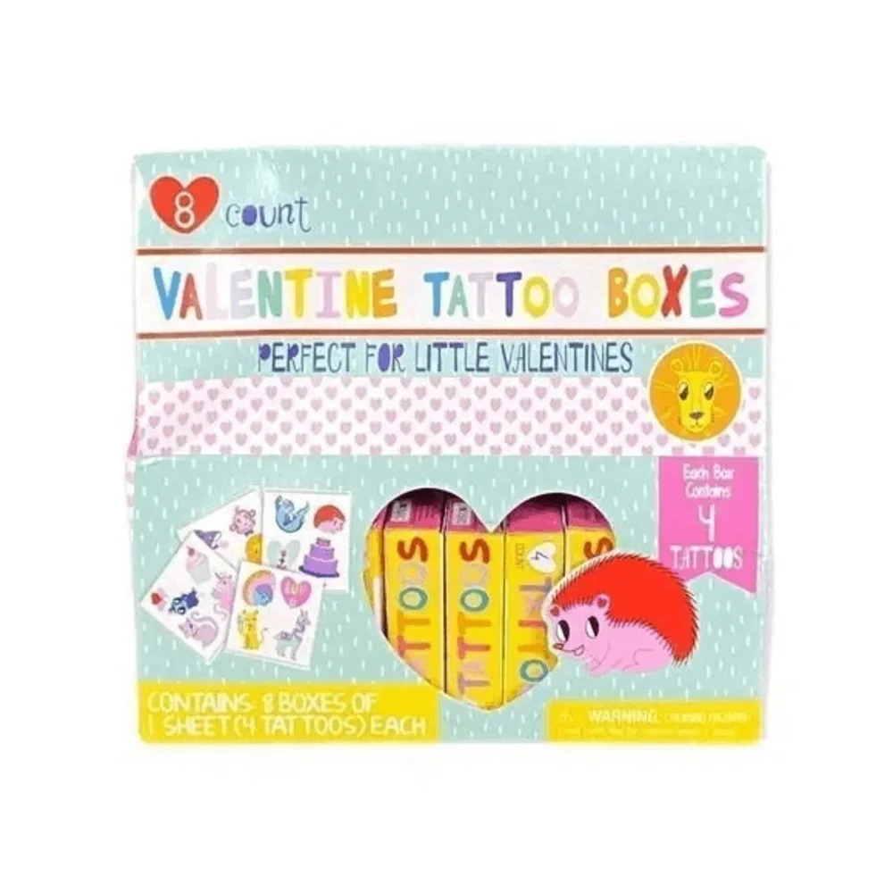 Bendon Kids Valentine Temporary Tattoo‎ Boxes 8 Count Party Favors Classroom New